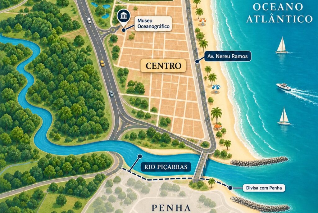 Praias de Piçarras, gerada por IA em 2026